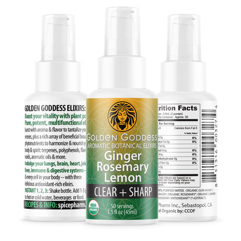 Golden Goddess® Ginger Rosemary Lemon Aromatic Botanical Elixir